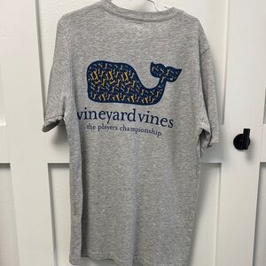 Vineyard Vines Gray Tee with Navy and Yellow Whale Logo